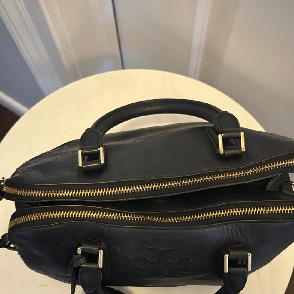 Tory Burch Black Leather Satchel with Tassels - Picture 3 of 4